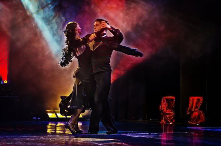 Elegant tango couple dancing classic smooth style